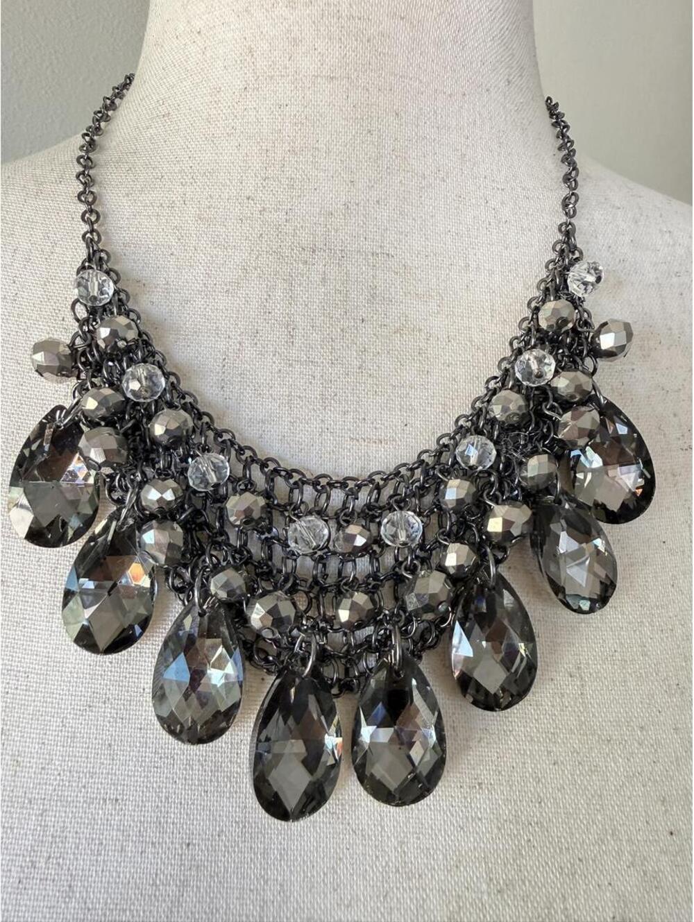 Smoky Crystal Statement Necklace